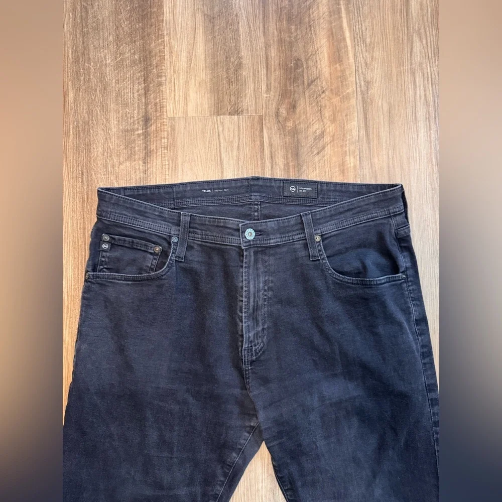 AG Adriano Goldschmied Charcoal Black Modern Slim Men’s Jeans, 38x34 - Picture 5 of 11